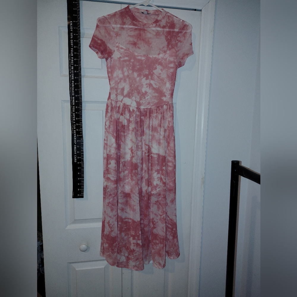 Pink Tie-Dye Short Sleeve Dress Maxi Small Full Length New 🆕 - Picture 1 of 11